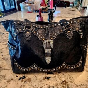 Black American West Hair on Hyde tote